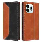 For OnePlus N6 4G Leather Case Skin Touch Color Splicing RFID Blocking Wallet Stand Phone Cover