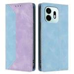 For OnePlus N6 4G Leather Case Skin Touch Color Splicing RFID Blocking Wallet Stand Phone Cover