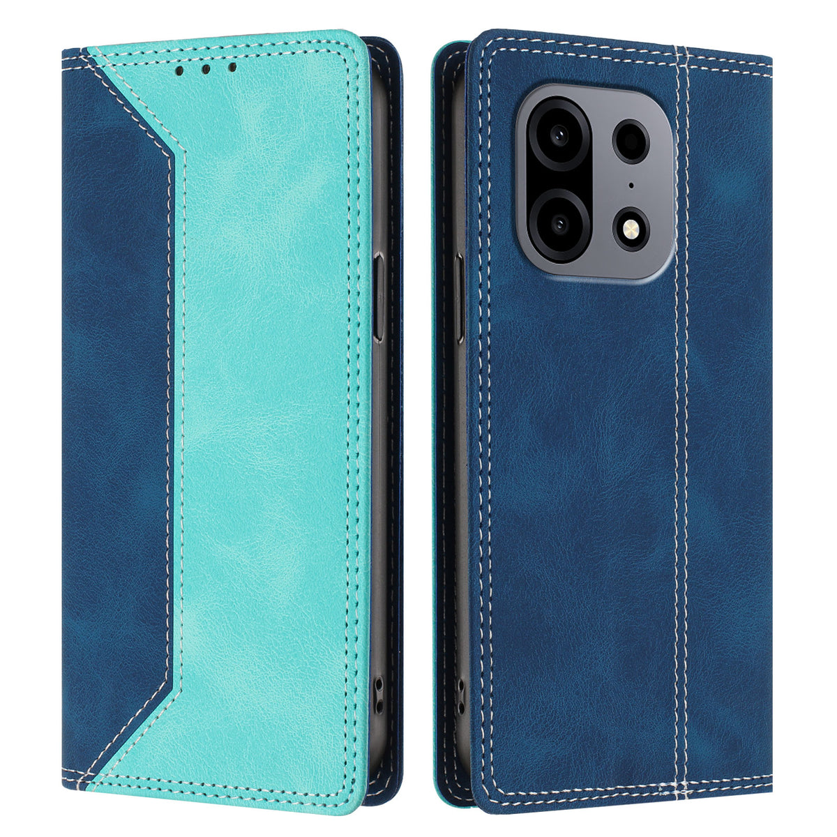 For OnePlus Turbo 6X Pro 5G Leather Case Skin Touch Color Splicing RFID Blocking Wallet Stand Phone Cover