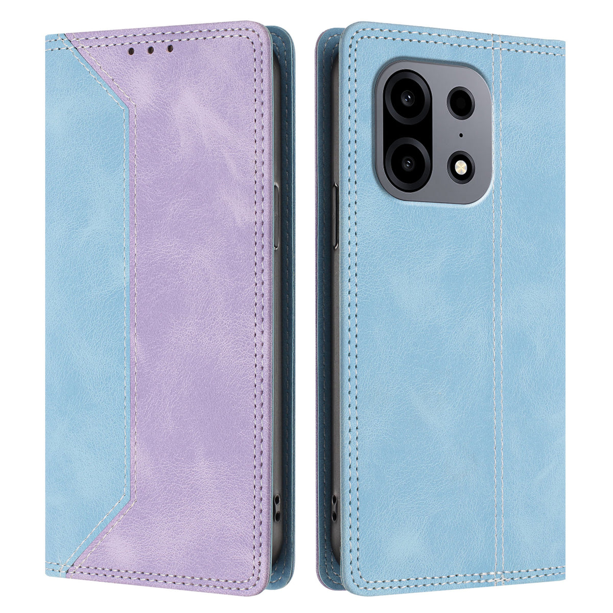 For OnePlus Turbo 6X Pro 5G Leather Case Skin Touch Color Splicing RFID Blocking Wallet Stand Phone Cover