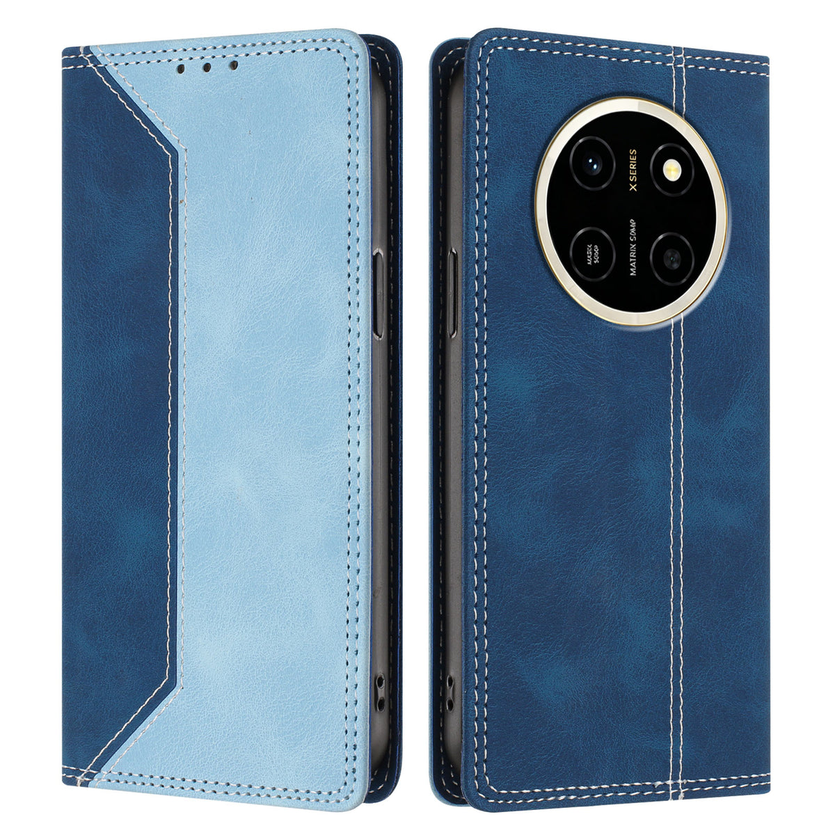 For Honor X80 Pro Max 5G Leather Case Skin Touch Color Splicing RFID Blocking Wallet Stand Phone Cover