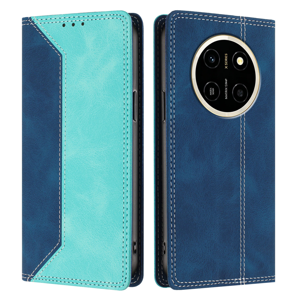 For Honor X80 Pro Max 5G Leather Case Skin Touch Color Splicing RFID Blocking Wallet Stand Phone Cover