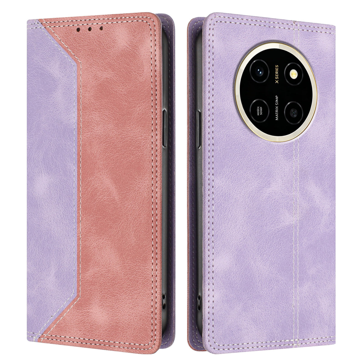 For Honor X80 Pro Max 5G Leather Case Skin Touch Color Splicing RFID Blocking Wallet Stand Phone Cover