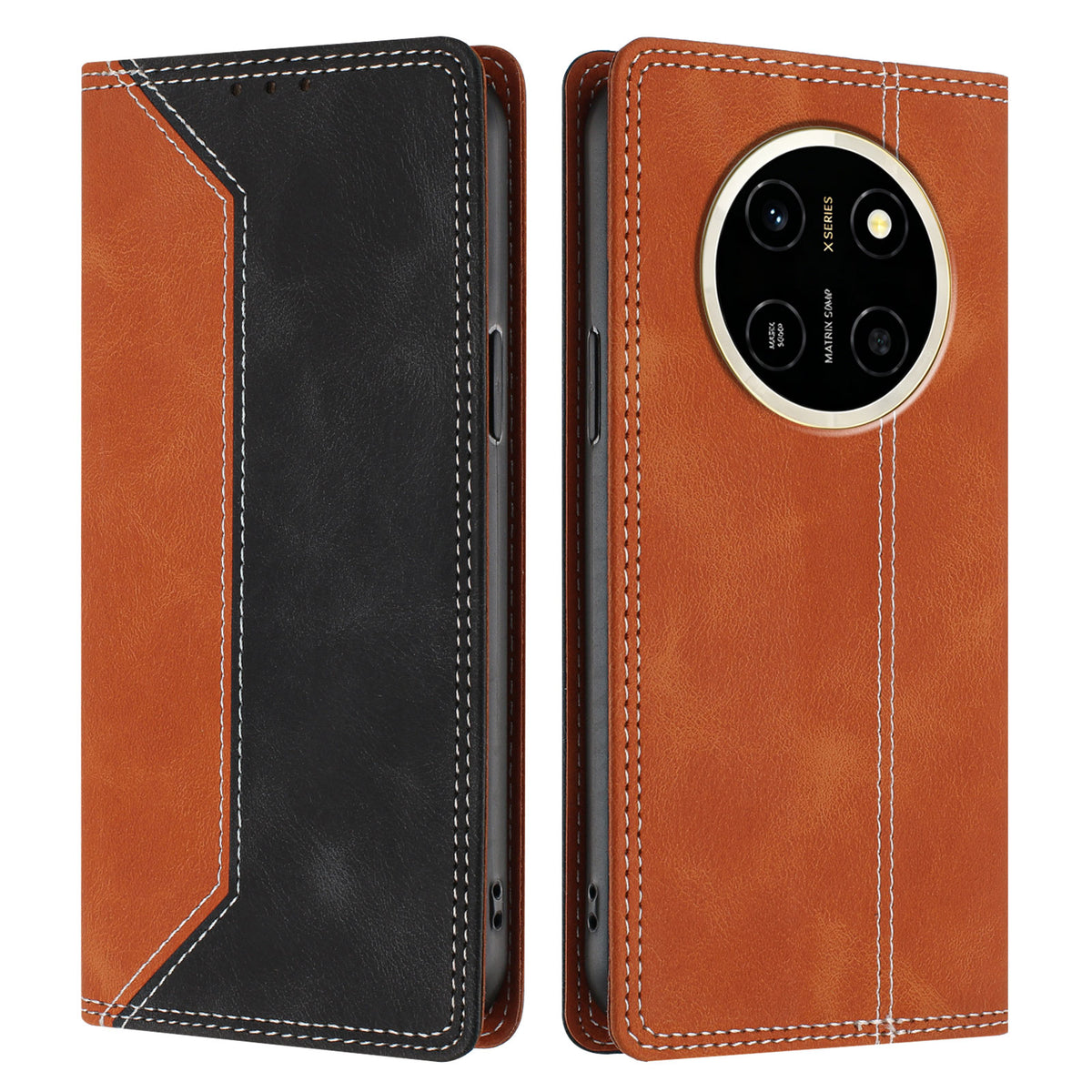 For Honor X80 Pro Max 5G Leather Case Skin Touch Color Splicing RFID Blocking Wallet Stand Phone Cover