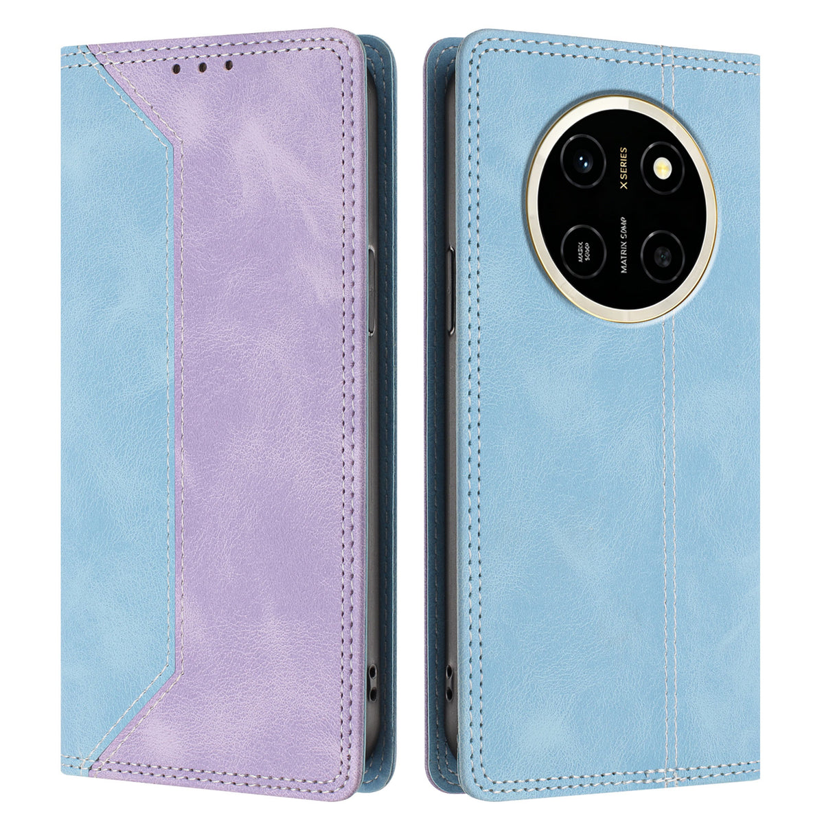 For Honor X80 Pro Max 5G Leather Case Skin Touch Color Splicing RFID Blocking Wallet Stand Phone Cover