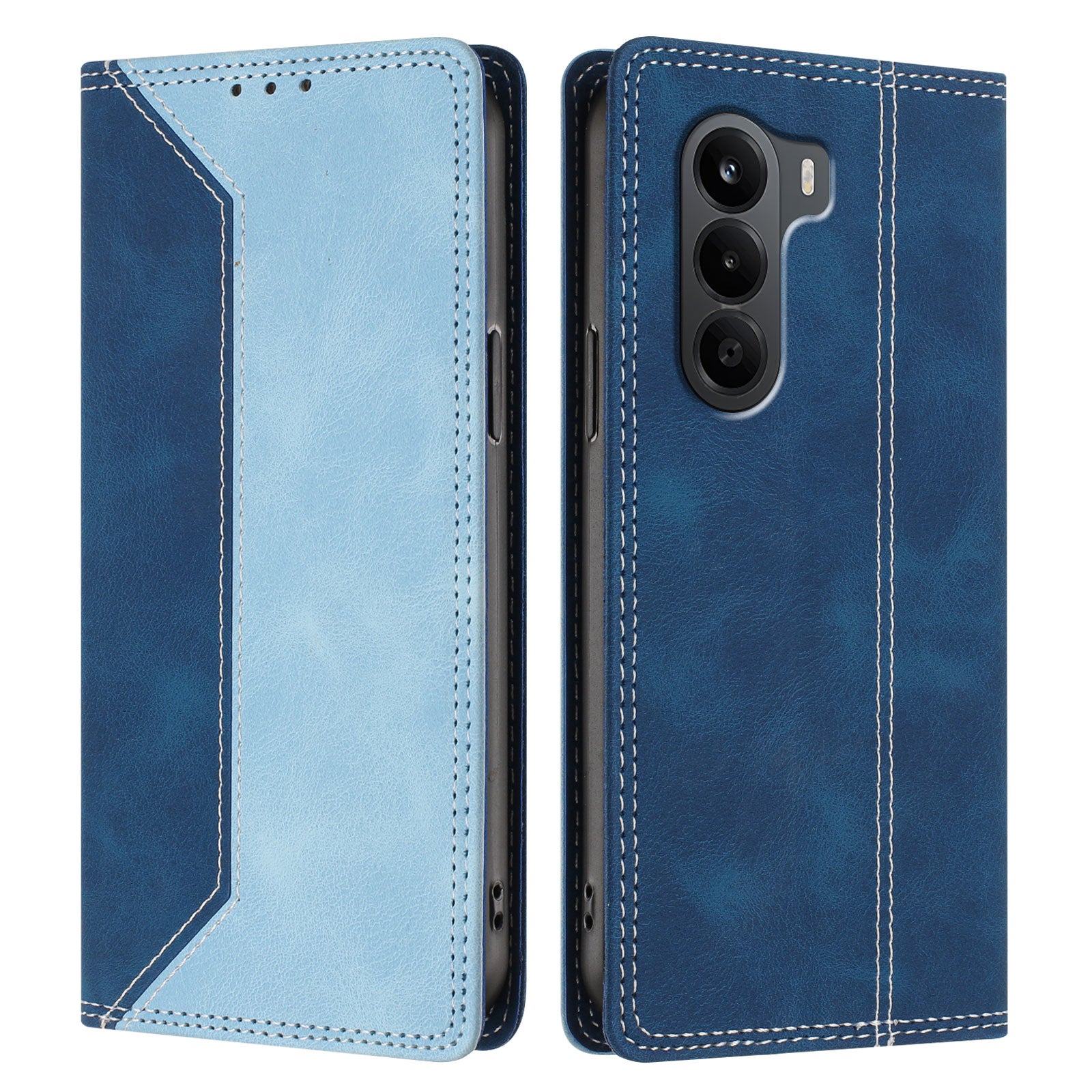 For OnePlus Turbo 6X 5G Leather Case Skin Touch Color Splicing RFID Blocking Wallet Stand Phone Cover