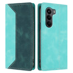 Til OnePlus Turbo 6X 5G Lædercover Skin Touch Farve Splejsning RFID-Blokerende Pung Stand Telefoncover