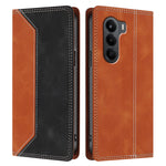 Til OnePlus Turbo 6X 5G Lædercover Skin Touch Farve Splejsning RFID-Blokerende Pung Stand Telefoncover