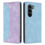 Til OnePlus Turbo 6X 5G Lædercover Skin Touch Farve Splejsning RFID-Blokerende Pung Stand Telefoncover