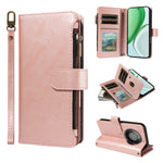 For Honor X9d 5G / Honor Magic8 Lite 5G / Honor X70 5G Leather Case 9 Card Slots Zipper Pocket Phone Cover with Wrist Strap