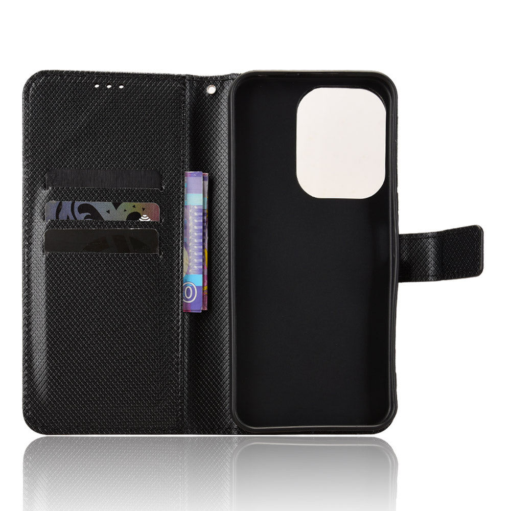 For Xiaomi Redmi 17 5G / Xiaomi Redmi 17 4G Leather Wallet Case with Strap Diamond Texture Phone Cover