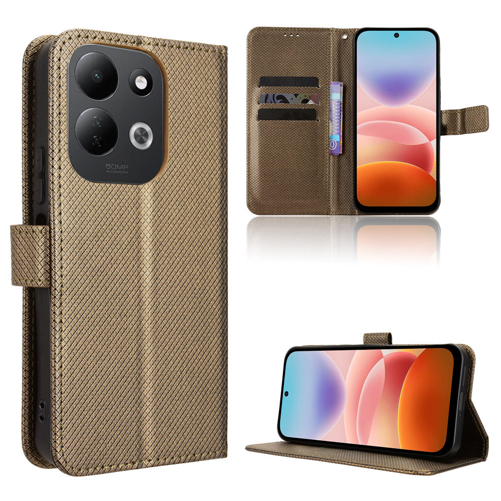 For Xiaomi Redmi 17 5G / Xiaomi Redmi 17 4G Leather Wallet Case with Strap Diamond Texture Phone Cover