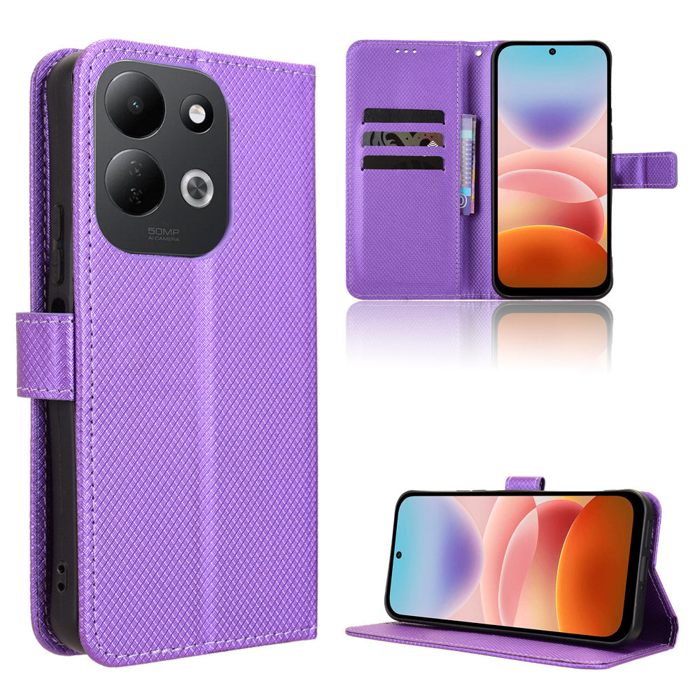For Xiaomi Redmi 17 5G / Xiaomi Redmi 17 4G Leather Wallet Case with Strap Diamond Texture Phone Cover