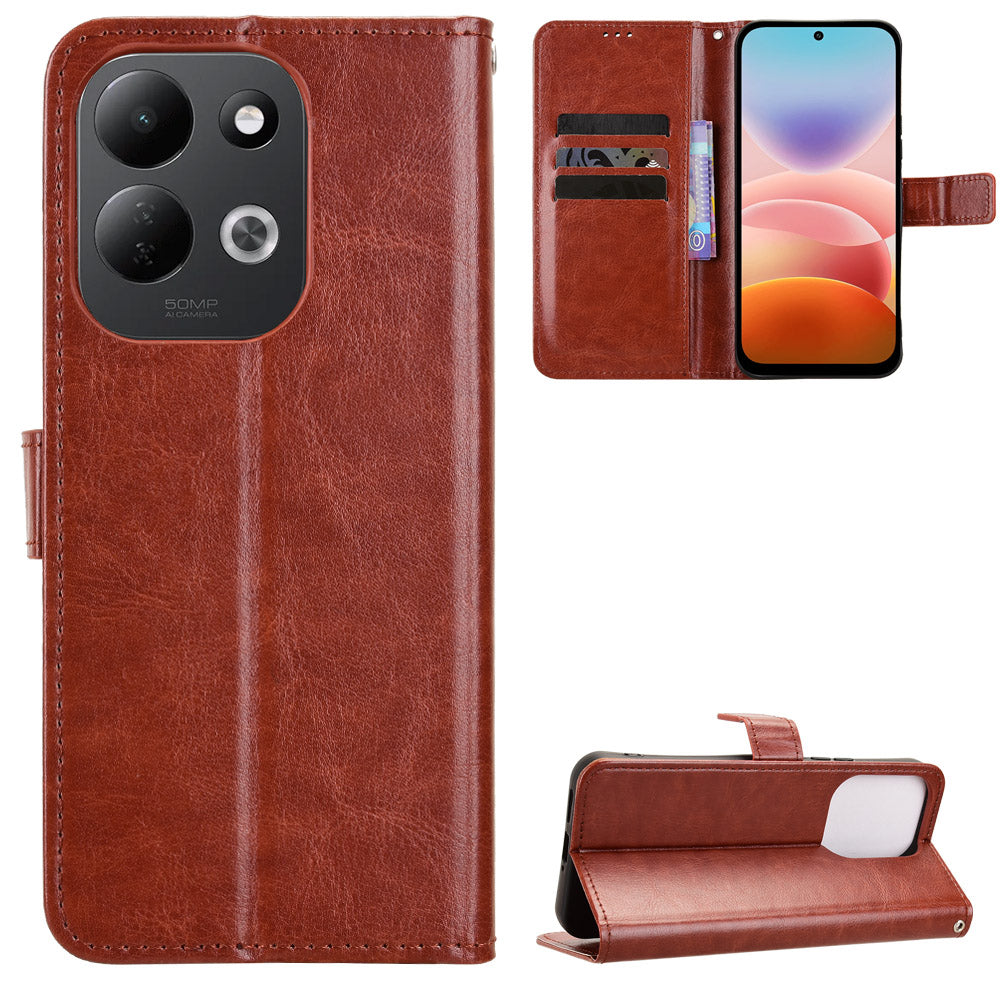 For Xiaomi Redmi 17 4G / 17 5G / Poco M8x 5G PU Leather Case with Strap Crazy Horse Texture Phone Wallet Cover