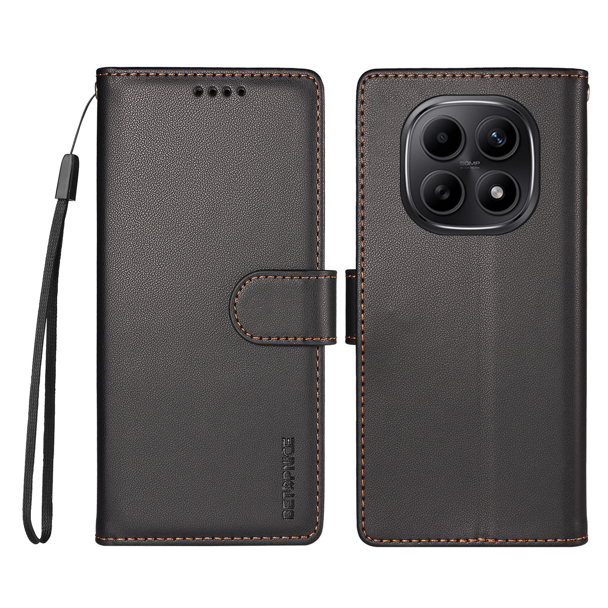 BETOPNICE for Xiaomi Redmi Note 15 Pro 5G (Global) 006 Case RFID Blocking Wallet Stand Leather Phone Cover with Wrist Strap