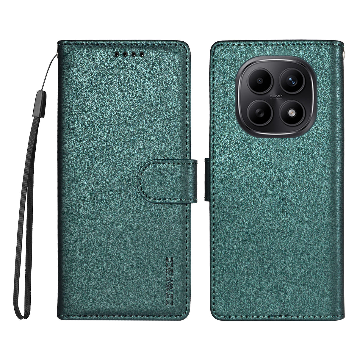 BETOPNICE for Xiaomi Redmi Note 15 Pro 5G (Global) 006 Case RFID Blocking Wallet Stand Leather Phone Cover with Wrist Strap