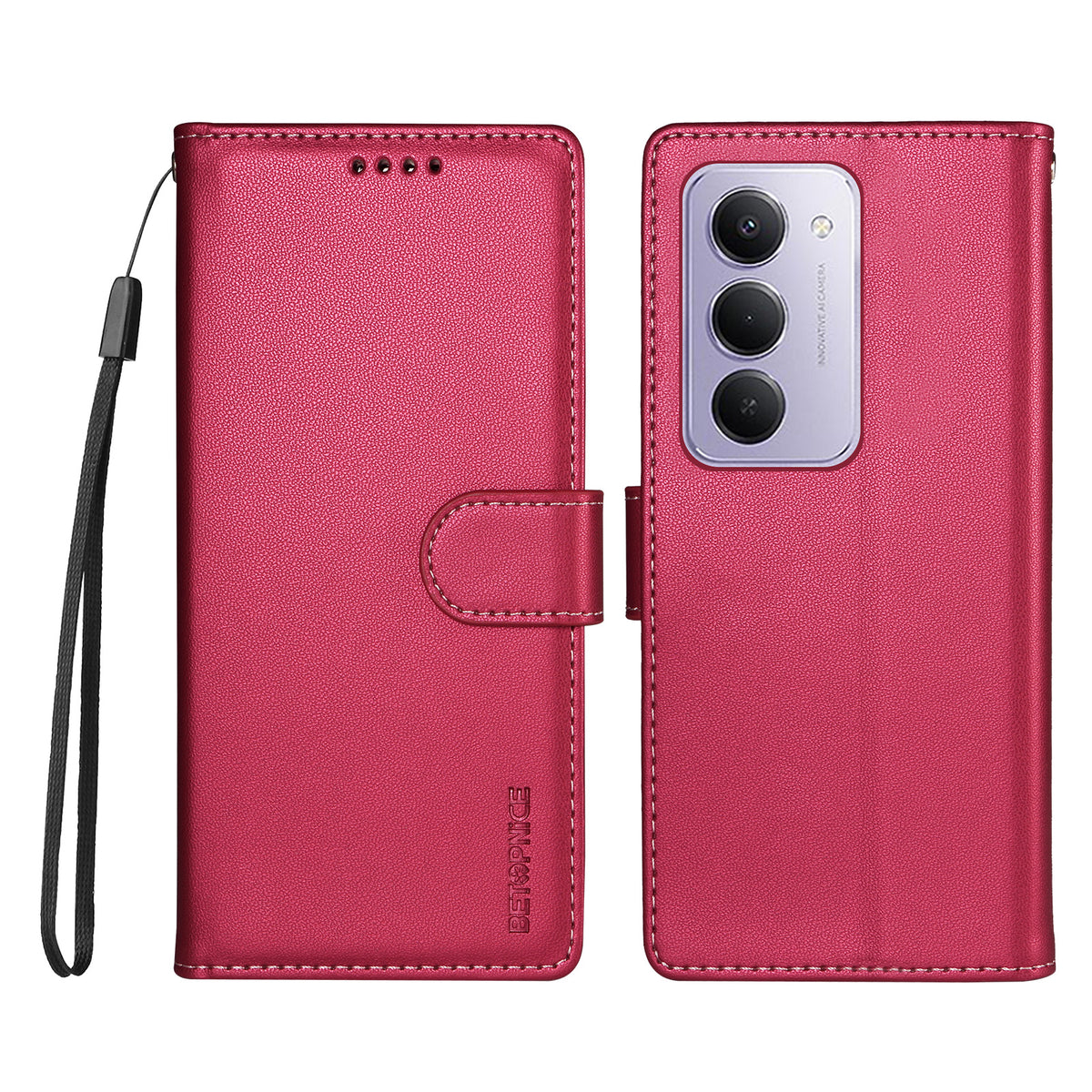 BETOPNICE för Xiaomi Redmi 15 5G (EU) (171 mm) / Xiaomi Redmi 15 4G (EU) (171 mm) 006-skal RFID-blockerande plånboksfodral i läder med handledsrem