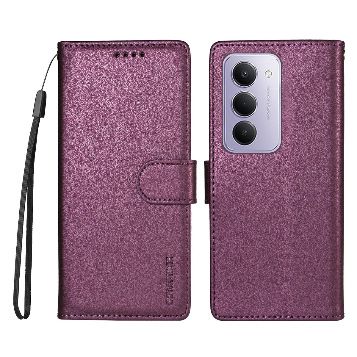 BETOPNICE för Xiaomi Redmi 15 5G (EU) (171 mm) / Xiaomi Redmi 15 4G (EU) (171 mm) 006-skal RFID-blockerande plånboksfodral i läder med handledsrem
