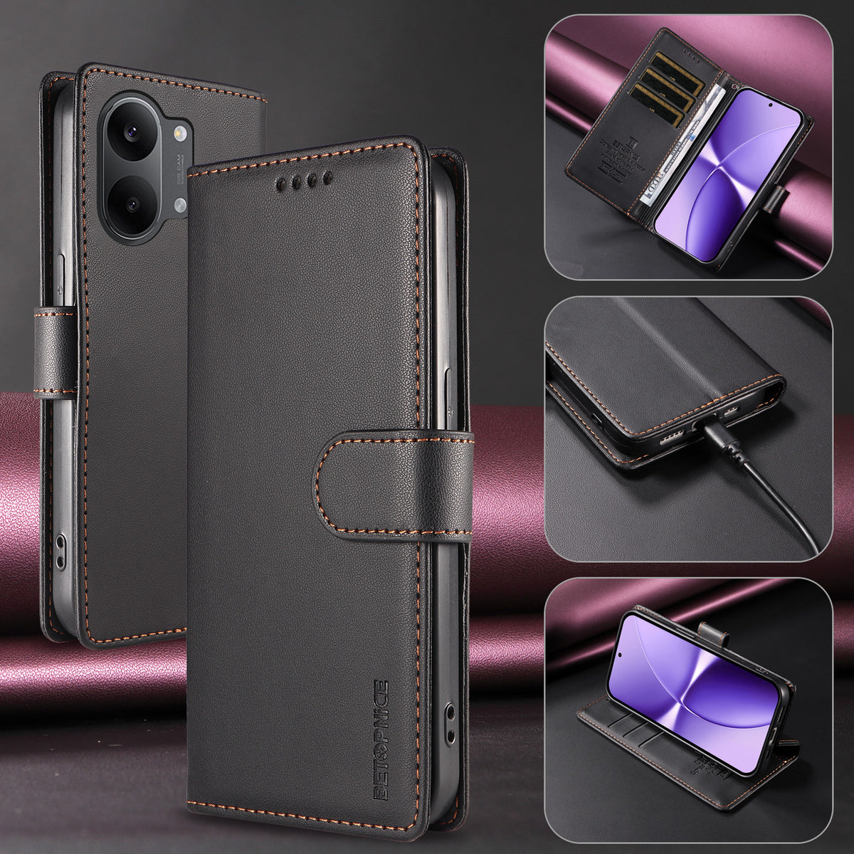 BETOPNICE for Xiaomi Poco X8 Pro Max 5G / Xiaomi Redmi Turbo 5 Max 5G 006 Case RFID Blocking Wallet Stand Leather Phone Cover with Wrist Strap