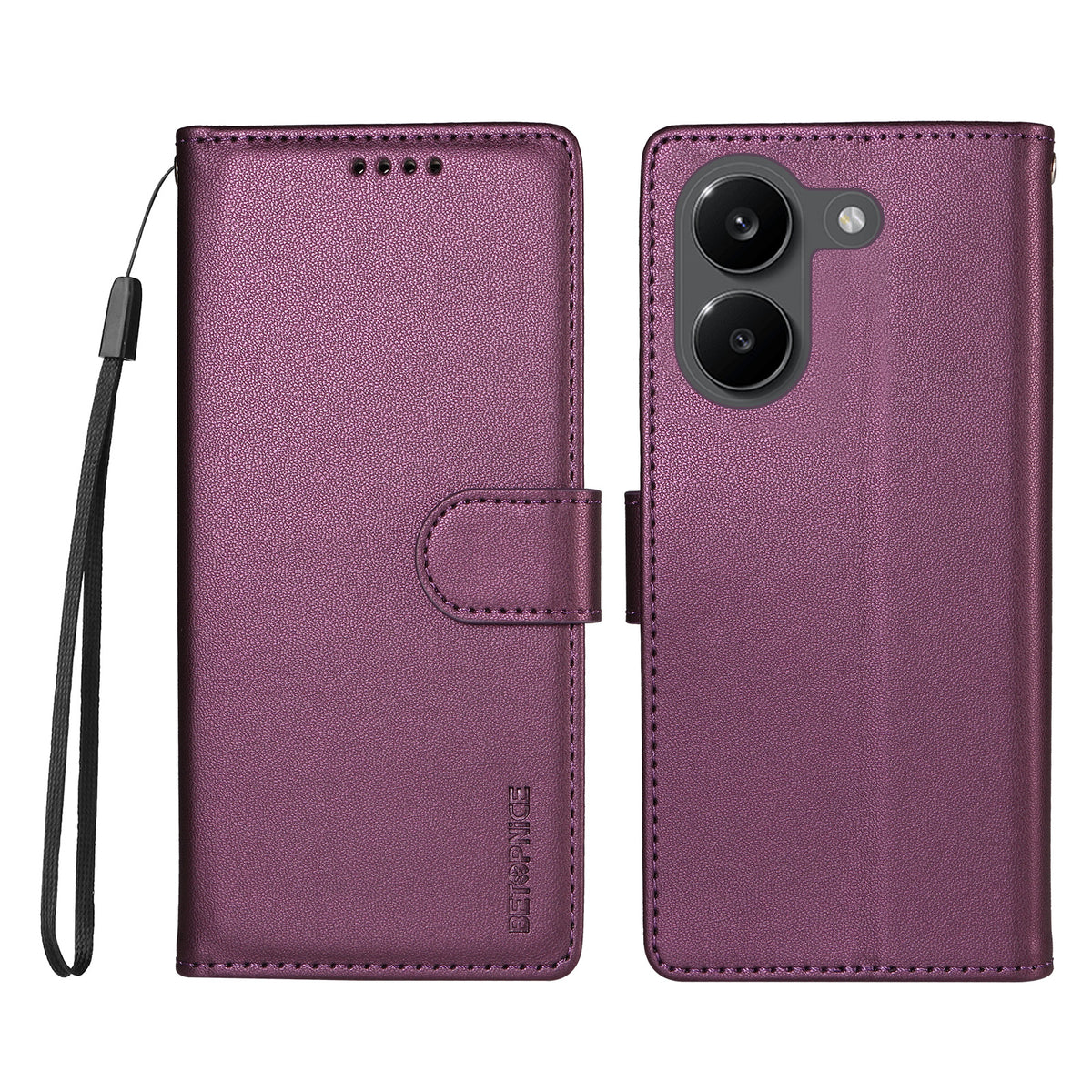 BETOPNICE for Xiaomi Poco X8 Pro 5G / Xiaomi Redmi Turbo 5 5G 006 Case RFID Blocking Wallet Stand Leather Phone Cover with Wrist Strap