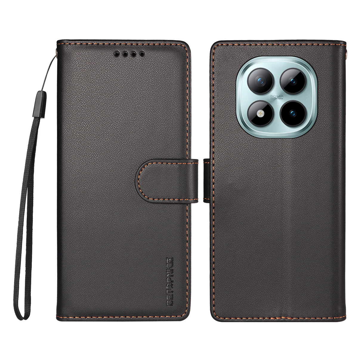 BETOPNICE för Xiaomi Poco M8 Pro 5G / Xiaomi Redmi Note 15 Pro+ 5G (Global) 006 Skal RFID-blockerande plånboksfodral i läder med handledsrem