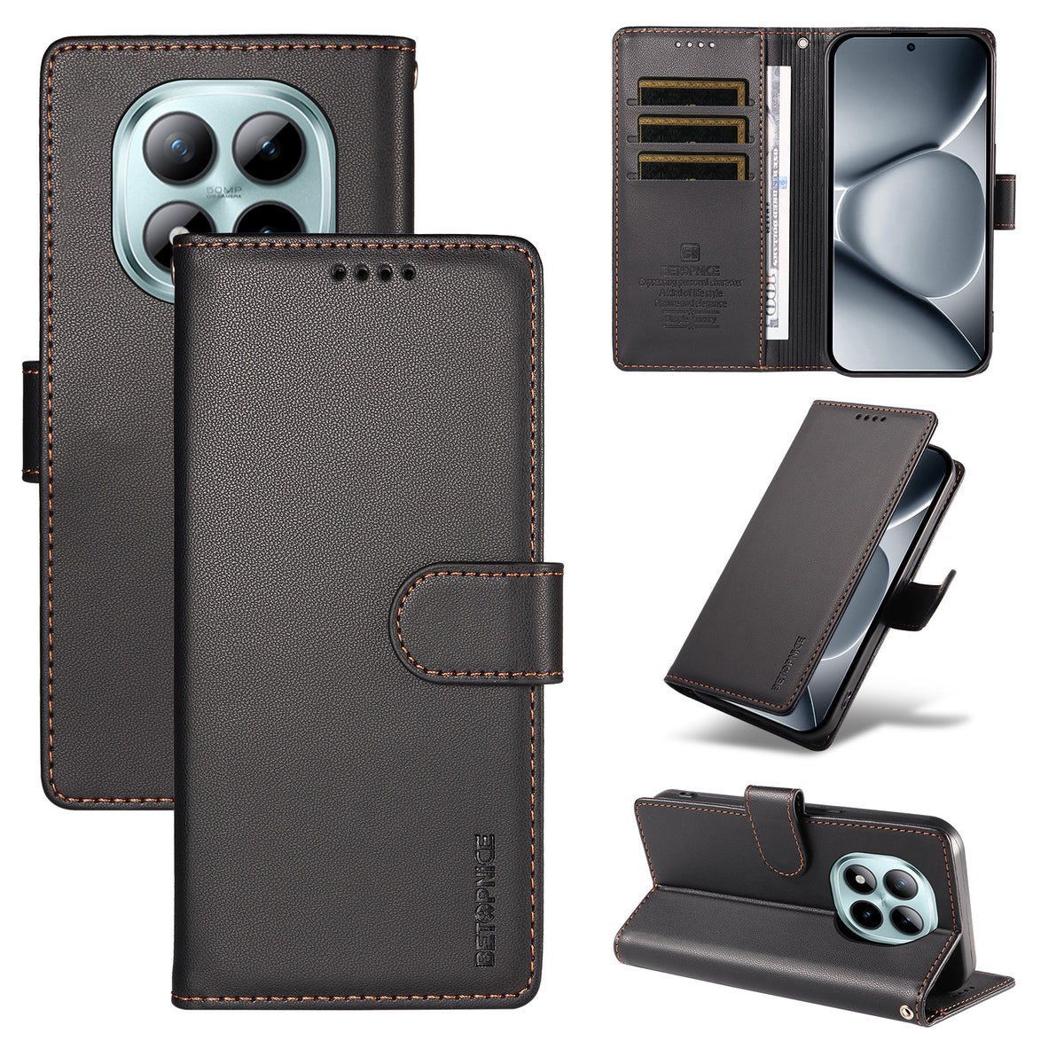 BETOPNICE för Xiaomi Poco M8 Pro 5G / Xiaomi Redmi Note 15 Pro+ 5G (Global) 006 Skal RFID-blockerande plånboksfodral i läder med handledsrem