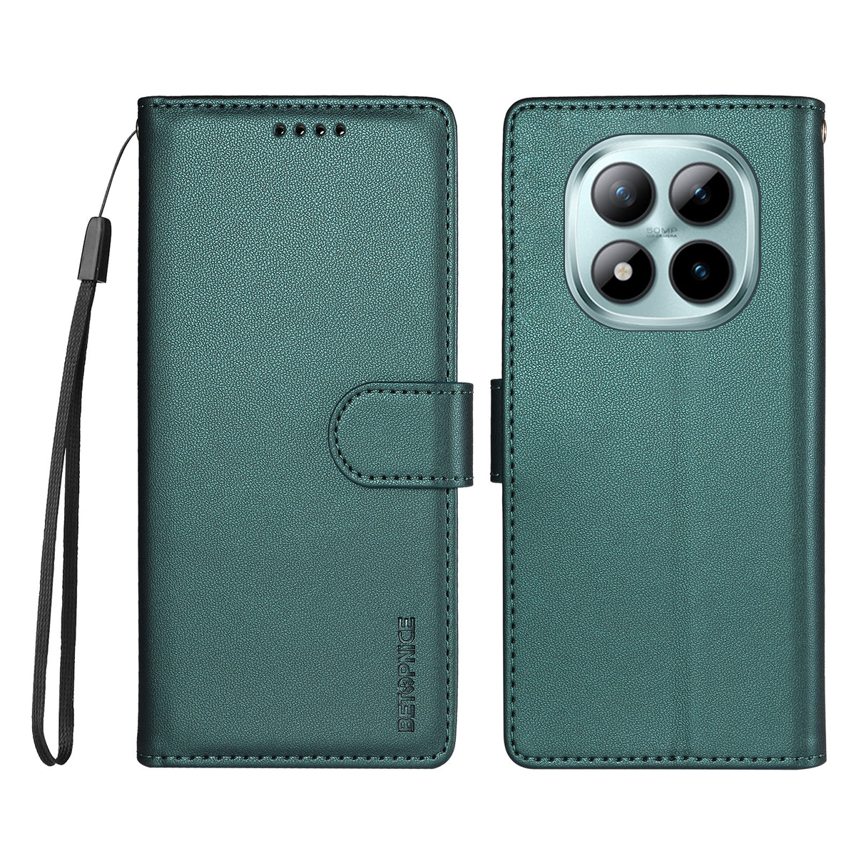 BETOPNICE för Xiaomi Poco M8 Pro 5G / Xiaomi Redmi Note 15 Pro+ 5G (Global) 006 Skal RFID-blockerande plånboksfodral i läder med handledsrem