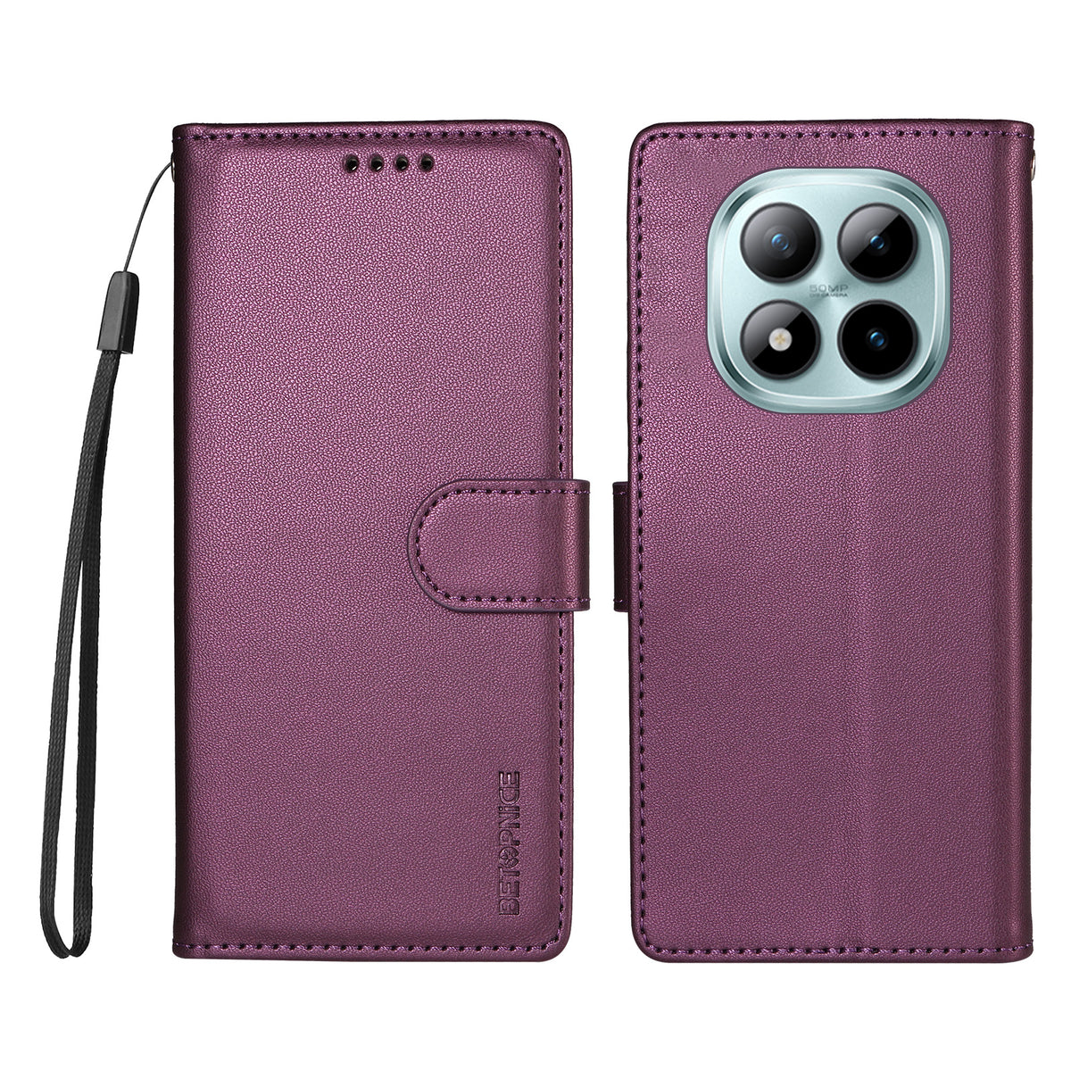 BETOPNICE för Xiaomi Poco M8 Pro 5G / Xiaomi Redmi Note 15 Pro+ 5G (Global) 006 Skal RFID-blockerande plånboksfodral i läder med handledsrem