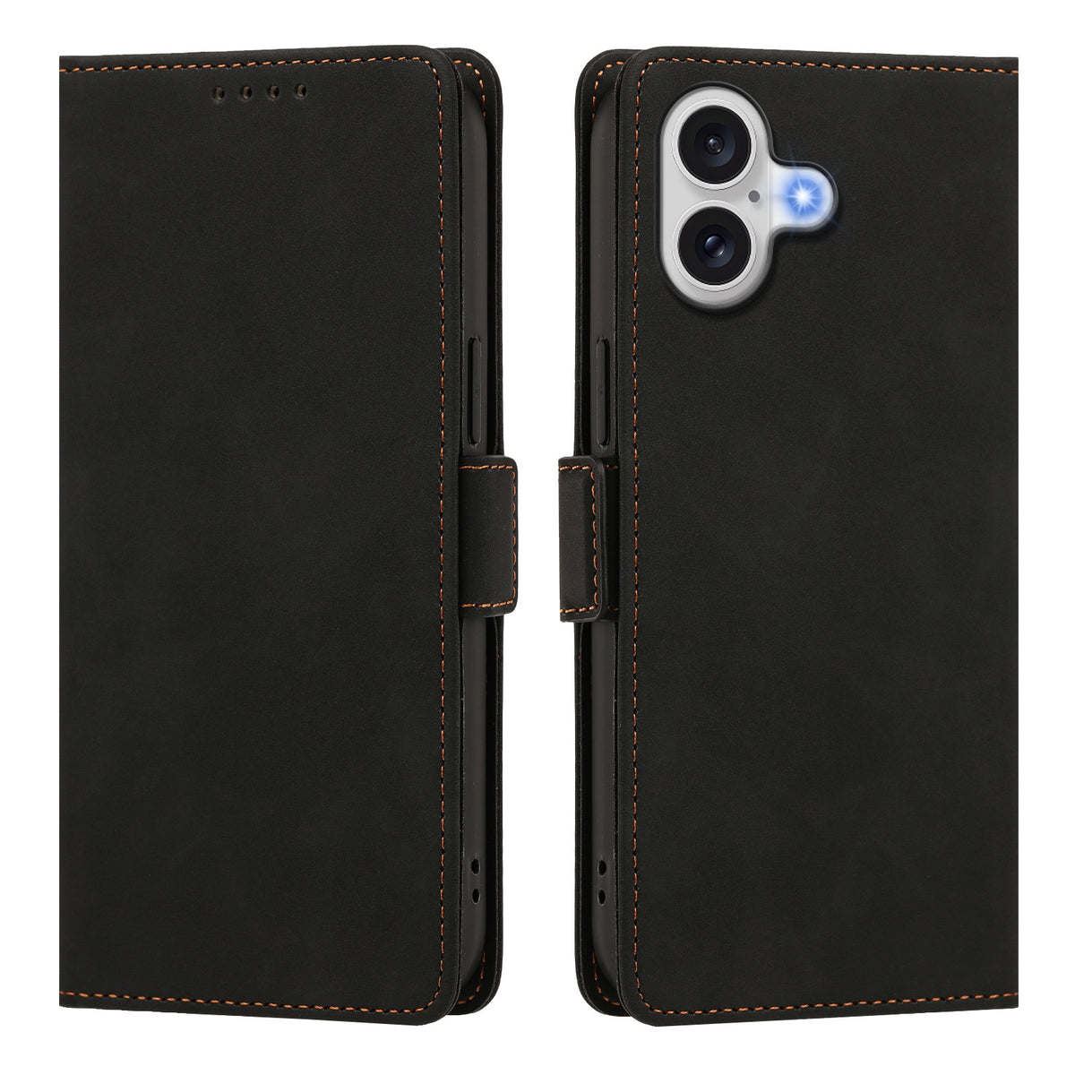 Til iPhone 17 Etui Hudvenligt PU-læder Flip Wallet Telefoncover med Håndrem