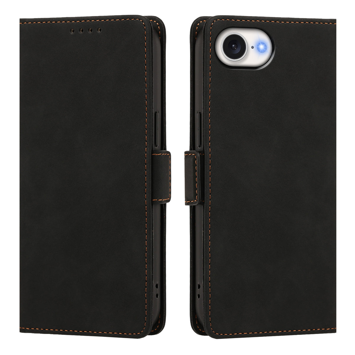 For iPhone 16e / iPhone 17e Case Skin-touch PU Leather Flip Wallet Phone Cover with Wrist Strap