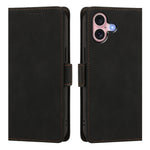 For iPhone 16 Case Skin-touch PU Leather Flip Wallet Phone Cover with Wrist Strap