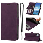 For iPhone 16 Plus Case Skin-touch PU Leather Flip Wallet Phone Cover with Wrist Strap