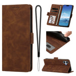 For iPhone 16 Plus Case Skin-touch PU Leather Flip Wallet Phone Cover with Wrist Strap
