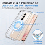 For Samsung Galaxy S26 FE Magnetic Case TPU+PC Transparent Phone Cover with High Aluminium-silicon Glass Screen Protector