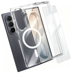For Samsung Galaxy Z Fold8 Ultra Magnetic Case TPU+PC Transparent Phone Cover with High Aluminium-silicon Glass Screen Protector