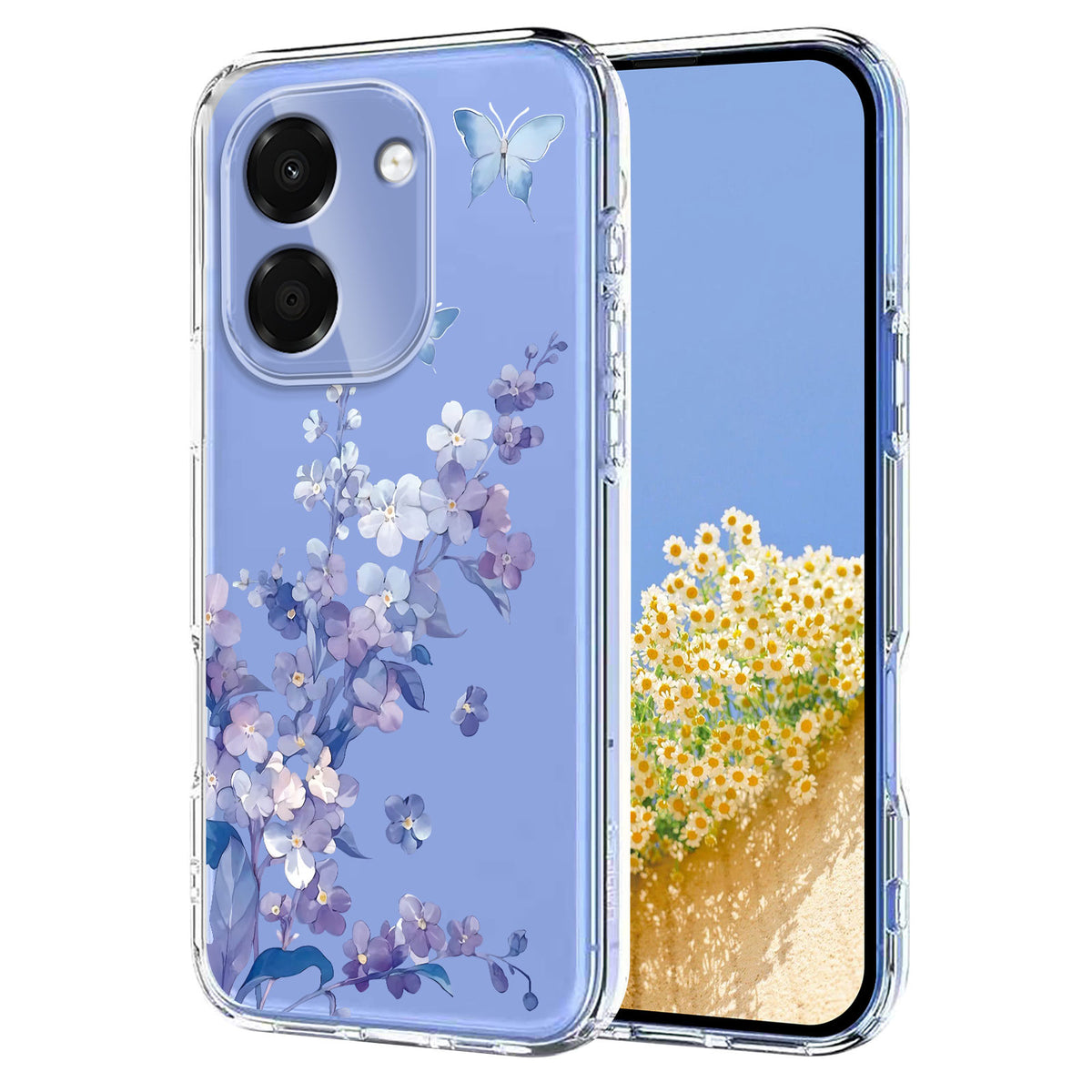 Honor X6e 4G / Honor X7e 4G Cover, TPU Telefon Bagcover med Sommerfugle Blomsterprint