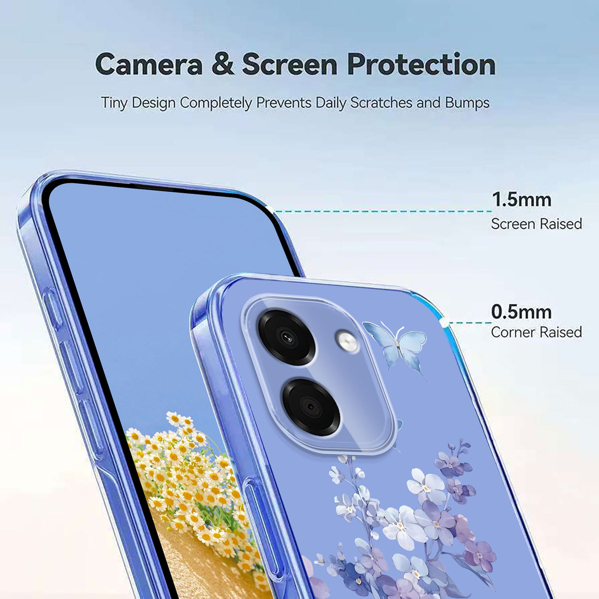 Honor X6e 4G / Honor X7e 4G Cover, TPU Telefon Bagcover med Sommerfugle Blomsterprint