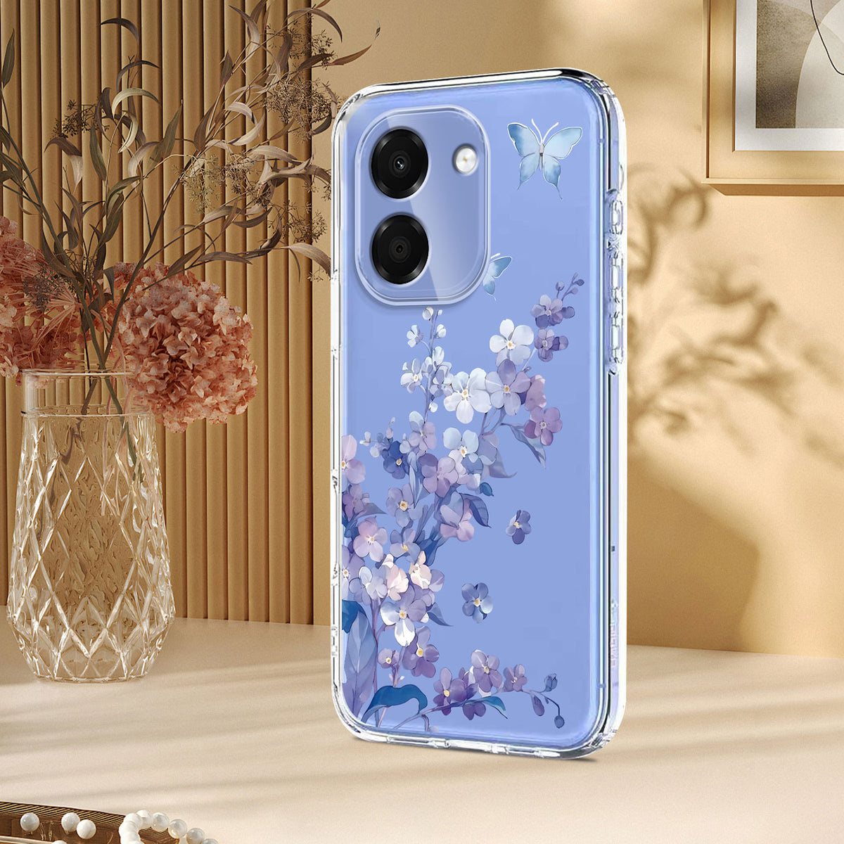 Honor X6e 4G / Honor X7e 4G Cover, TPU Telefon Bagcover med Sommerfugle Blomsterprint