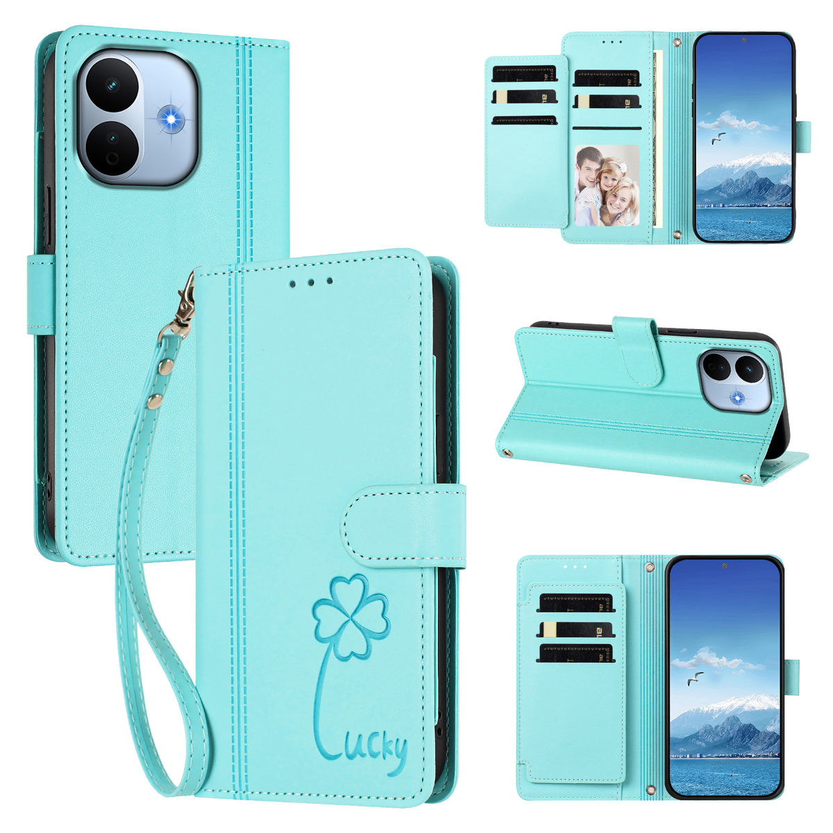 For Xiaomi Redmi Note 17 Pro Max 5G / Xiaomi Redmi Note 17 Pro+ 5G Wallet Case 9 Card Slots Lucky Clover Imprint Leather Phone Cover with Wrist Strap