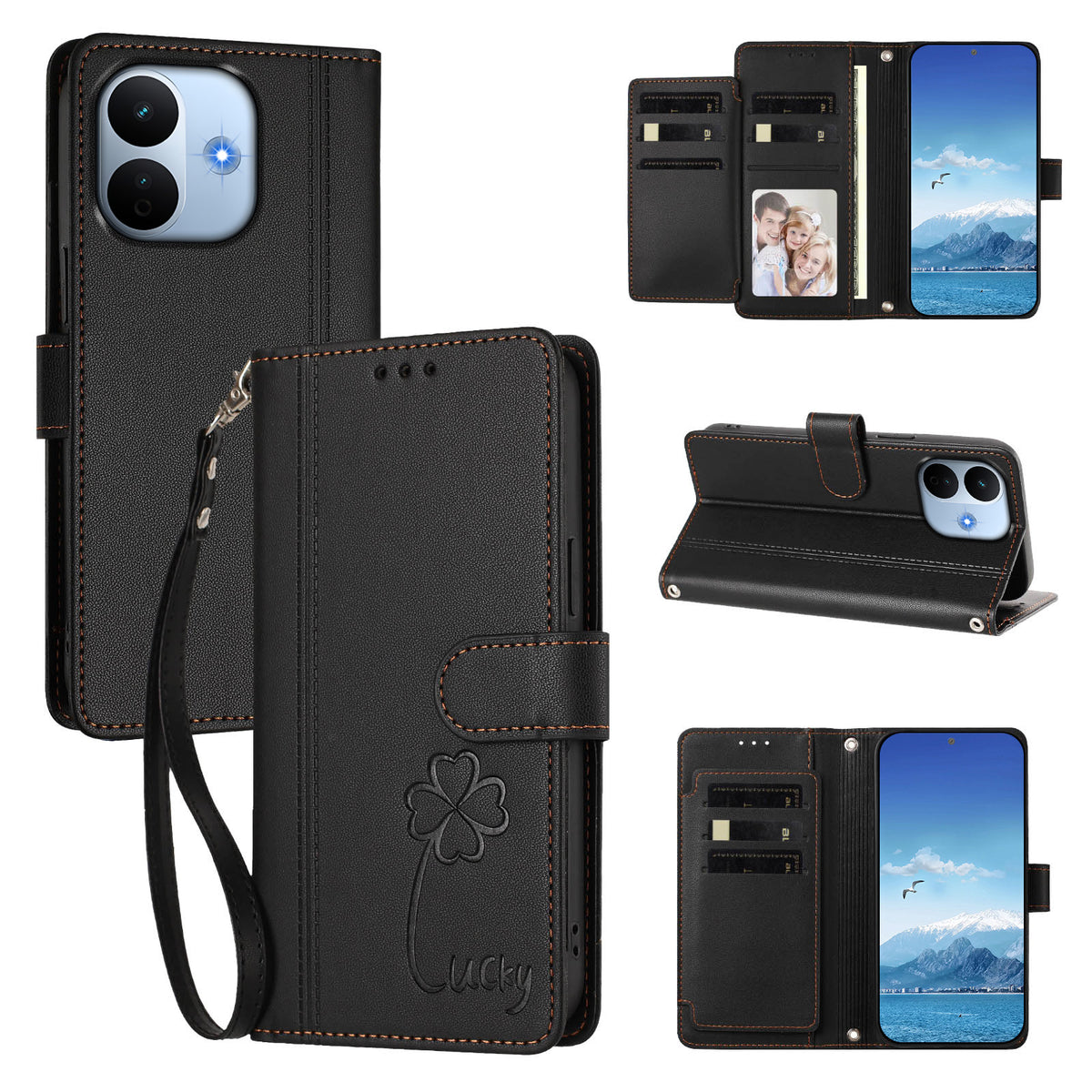 For Xiaomi Redmi Note 17 Pro Max 5G / Xiaomi Redmi Note 17 Pro+ 5G Wallet Case 9 Card Slots Lucky Clover Imprint Leather Phone Cover with Wrist Strap