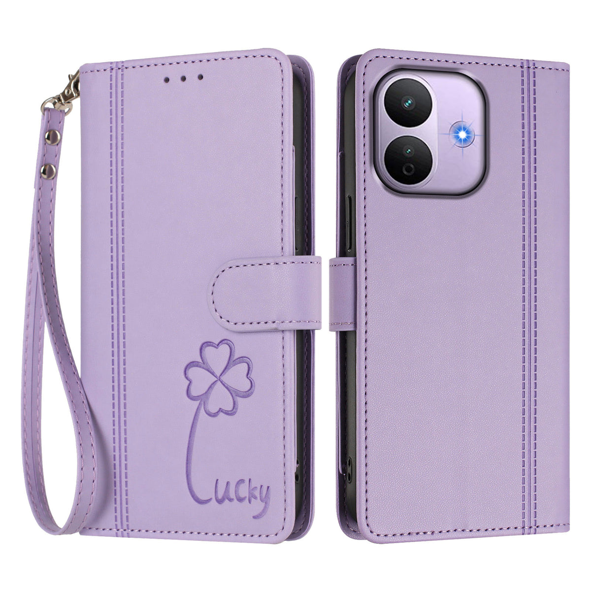 For Xiaomi Redmi Note 17 Pro 5G Wallet Case 9 Card Slots Lucky Clover Imprint Leather Phone Cover with Wrist Strap
