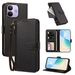 For Xiaomi Redmi Note 17 Pro 5G Case 4 Card Slots Wallet Stand PU Leather Phone Cover with Wrist Strap