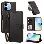 For Xiaomi Redmi Note 17 Pro Max 5G / Xiaomi Redmi Note 17 Pro+ 5G Case 4 Card Slots Wallet Stand PU Leather Phone Cover with Wrist Strap