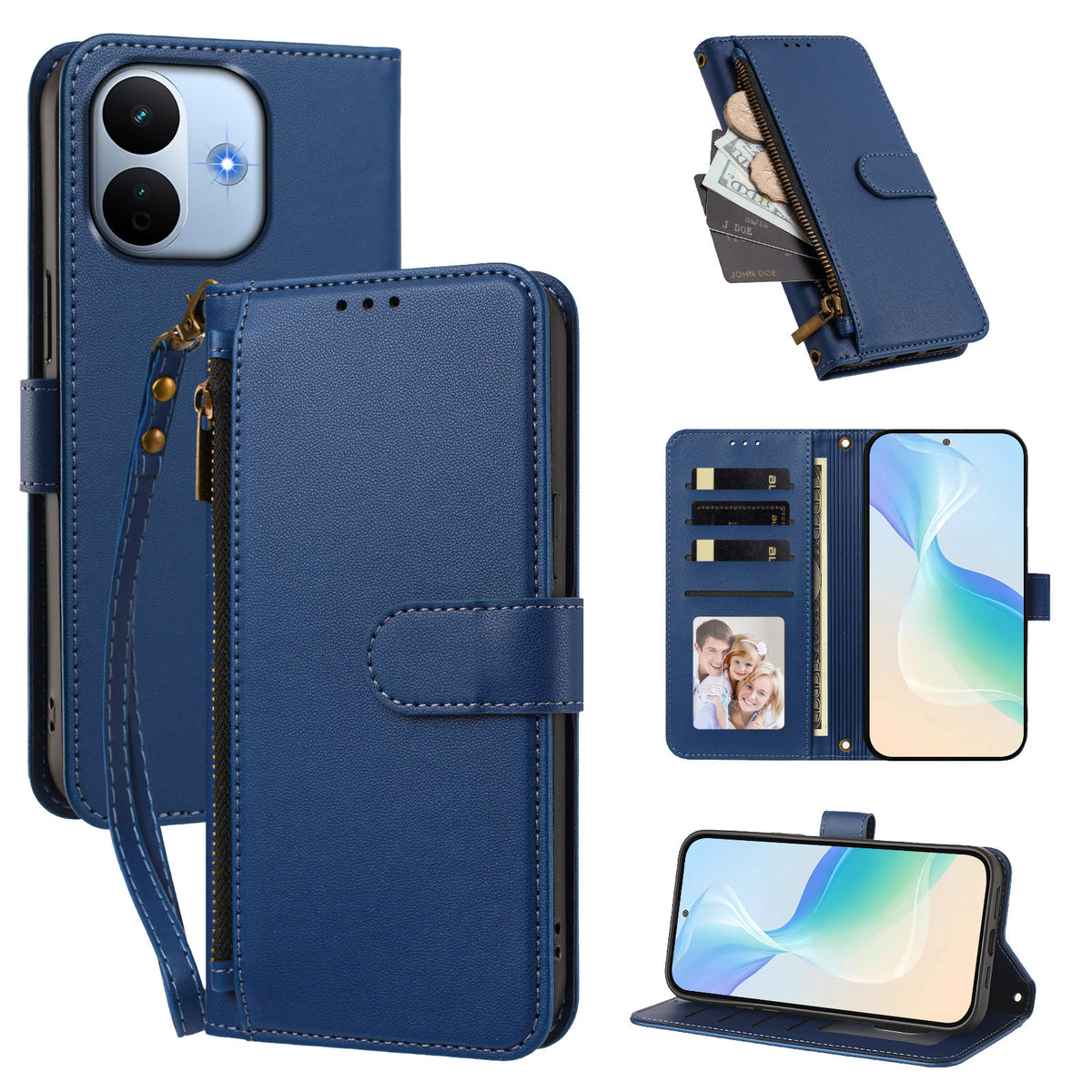 For Xiaomi Redmi Note 17 Pro Max 5G / Xiaomi Redmi Note 17 Pro+ 5G Case 4 Card Slots Wallet Stand PU Leather Phone Cover with Wrist Strap