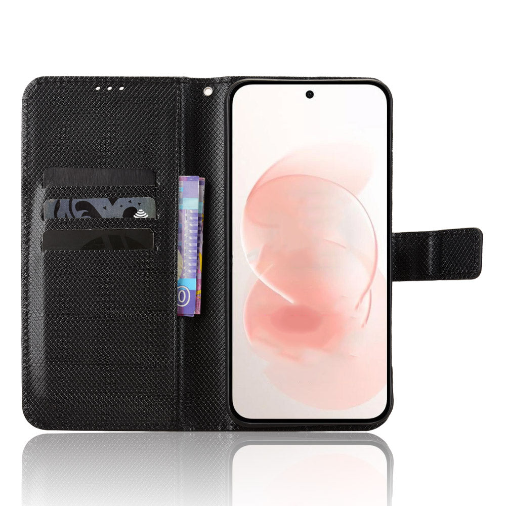 For Xiaomi Redmi Note 17 Pro+ 5G / 17 Pro Max 5G Leather Wallet Case with Strap Diamond Texture Phone Cover