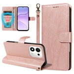 For Honor 600 Smart 5G / X7e Plus 5G Case with Wrist Strap RFID Blocking Wallet Cowhide Texture Leather Phone Cover