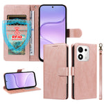For Honor 600 Smart 5G / X7e Plus 5G Case with Wrist Strap RFID Blocking Wallet Cowhide Texture Leather Phone Cover