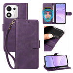 For Honor 600 Smart 5G / X7e Plus 5G Case with Wrist Strap RFID Blocking Wallet Cowhide Texture Leather Phone Cover