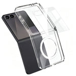 Samsung Galaxy Z Flip7 5G magnetisk TPU+PC-transparent mobilcover med skærmbeskyttelse i aluminium-silikoneglas af høj kvalitet