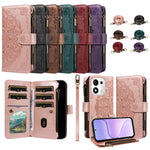 For Honor 600 Smart 5G / X7e Plus 5G Wallet Case 9 Card Slots RFID Blocking Mandala Embossed Leather Flip Cover with Wrist Strap